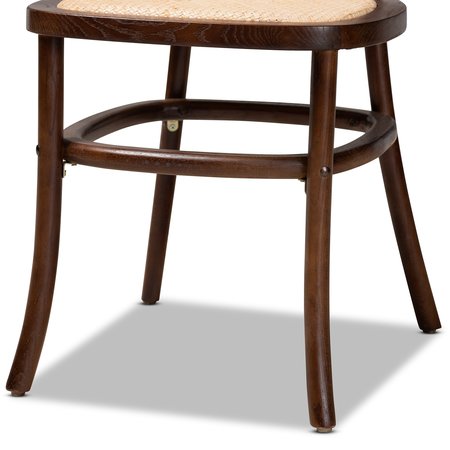 Baxton Studio Garold Mid-Century Brown Woven Rattan and Walnut Brown Wood 2-Piece Cane Dining Chair Set PR 195-2PC-12387-ZORO